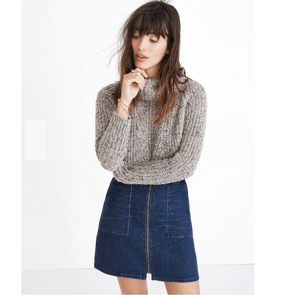 Madewell Denim Utility Zip-Up Skirt in Deep Indigo